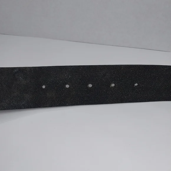 White House Black Market Black Leather Roses Filigree Style Belt Buckle Sz M - Picture 6 of 10